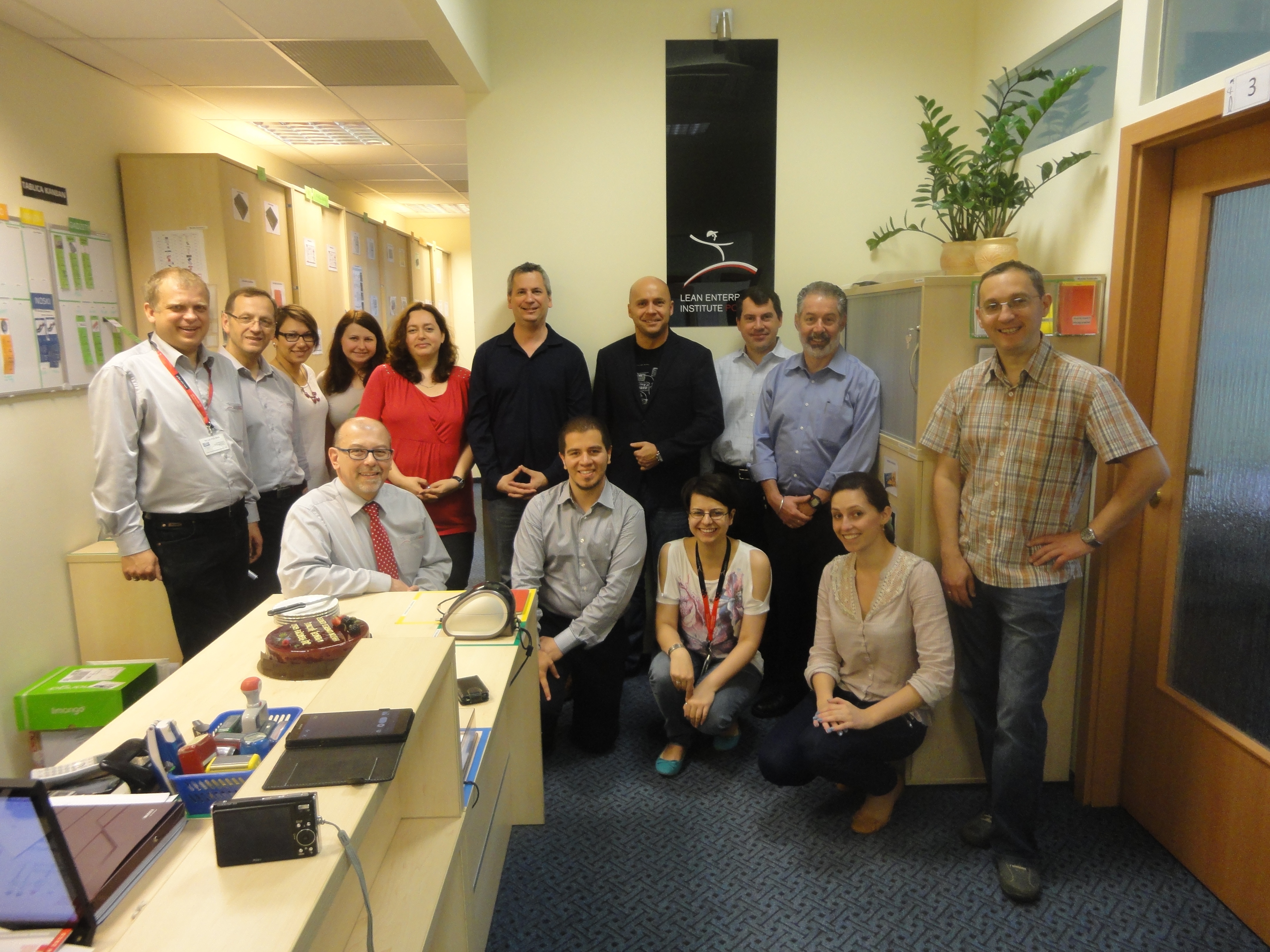 With the LEI Polska team at their office in Wroclaw.  Executive Director Tomasz Koch is kneeling at lower left.